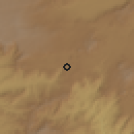 Shaded relief of the 60 km around Shishinda, drawn from the GMTED2010 grid