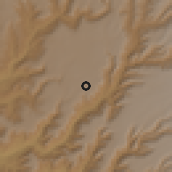 Shaded relief of the 60 km around Shul Afaf, drawn from the GMTED2010 grid