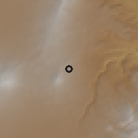 Shaded relief of the 60 km around Siltana, drawn from the GMTED2010 grid