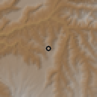 Shaded relief of the 60 km around Tenta, drawn from the GMTED2010 grid