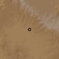 Shaded relief of the 60 km around Tibe, drawn from the GMTED2010 grid