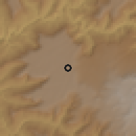 Shaded relief of the 60 km around Tullu Milki, drawn from the GMTED2010 grid