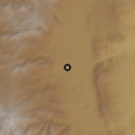 Shaded relief of the 60 km around Waja, drawn from the GMTED2010 grid