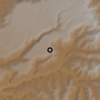 Shaded relief of the 60 km around Wegeltena, drawn from the GMTED2010 grid