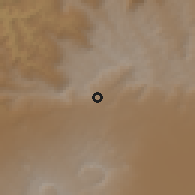 Shaded relief of the 60 km around Werka, drawn from the GMTED2010 grid