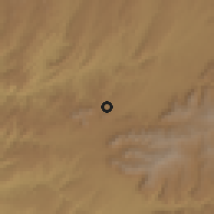 Shaded relief of the 59 km around Werkamba, drawn from the GMTED2010 grid