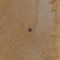 Shaded relief of the 59 km around Wik'ro, drawn from the GMTED2010 grid