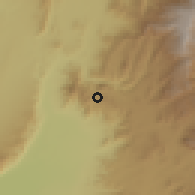 Shaded relief of the 60 km around Wub Hamer, drawn from the GMTED2010 grid