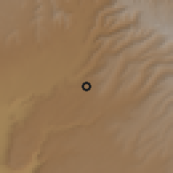 Shaded relief of the 60 km around Yechereka, drawn from the GMTED2010 grid