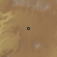 Shaded relief of the 60 km around Āreka, drawn from the GMTED2010 grid