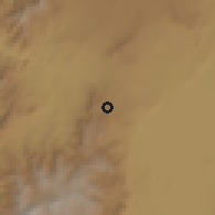 Shaded relief of the 60 km around Zefene, drawn from the GMTED2010 grid