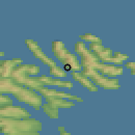 Shaded relief of the 44 km around Syðradalur, drawn from the GMTED2010 grid