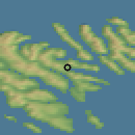 Shaded relief of the 44 km around Syðrugøta, drawn from the GMTED2010 grid