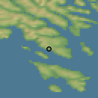 Shaded relief of the 44 km around Velbastaður, drawn from the GMTED2010 grid