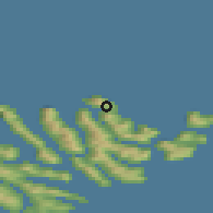 Shaded relief of the 44 km around Viðareiði, drawn from the GMTED2010 grid