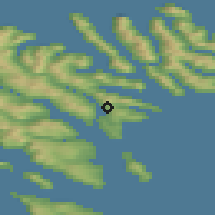 Shaded relief of the 44 km around Glyvrar, drawn from the GMTED2010 grid