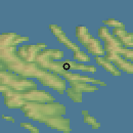 Shaded relief of the 44 km around Gøtugjógv, drawn from the GMTED2010 grid