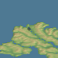 Shaded relief of the 44 km around Haldarsvík, drawn from the GMTED2010 grid