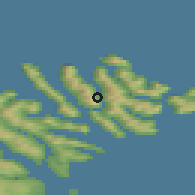 Shaded relief of the 44 km around Haraldsund, drawn from the GMTED2010 grid