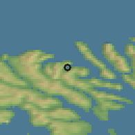 Shaded relief of the 44 km around Hellur, drawn from the GMTED2010 grid