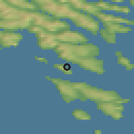 Shaded relief of the 44 km around Hestur, drawn from the GMTED2010 grid