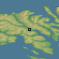 Shaded relief of the 44 km around Hósvík, drawn from the GMTED2010 grid