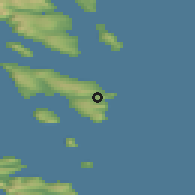 Shaded relief of the 44 km around Húsavík, drawn from the GMTED2010 grid