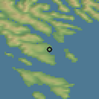 Shaded relief of the 44 km around Argir, drawn from the GMTED2010 grid