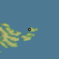 Shaded relief of the 44 km around Kirkja, drawn from the GMTED2010 grid