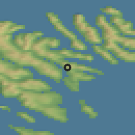 Shaded relief of the 44 km around Lambareiði, drawn from the GMTED2010 grid
