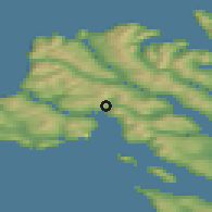Shaded relief of the 44 km around Leynar, drawn from the GMTED2010 grid