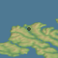 Shaded relief of the 44 km around Ljósá, drawn from the GMTED2010 grid