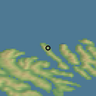 Shaded relief of the 44 km around Mikladalur, drawn from the GMTED2010 grid