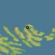 Shaded relief of the 44 km around Múli, drawn from the GMTED2010 grid