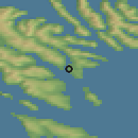 Shaded relief of the 44 km around Nes, drawn from the GMTED2010 grid
