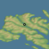 Shaded relief of the 44 km around Nesvík, drawn from the GMTED2010 grid