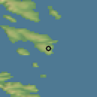Shaded relief of the 44 km around Dalur, drawn from the GMTED2010 grid