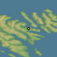 Shaded relief of the 44 km around Norðragøta, drawn from the GMTED2010 grid