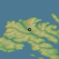 Shaded relief of the 44 km around Norðskáli, drawn from the GMTED2010 grid
