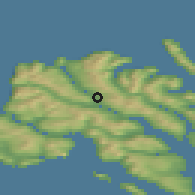 Shaded relief of the 44 km around Oyrabakki, drawn from the GMTED2010 grid