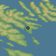 Shaded relief of the 44 km around Runavík, drawn from the GMTED2010 grid