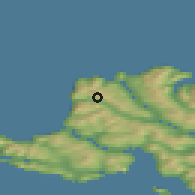 Shaded relief of the 44 km around Saksun, drawn from the GMTED2010 grid