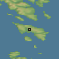 Shaded relief of the 44 km around Sandur, drawn from the GMTED2010 grid