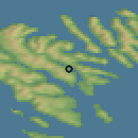 Shaded relief of the 44 km around Skáli, drawn from the GMTED2010 grid