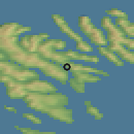 Shaded relief of the 44 km around Søldarfjørður, drawn from the GMTED2010 grid