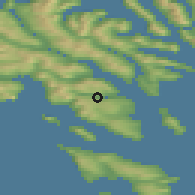 Shaded relief of the 44 km around Sund, drawn from the GMTED2010 grid