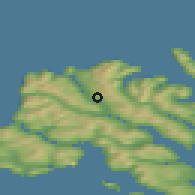 Shaded relief of the 44 km around Svínáir, drawn from the GMTED2010 grid