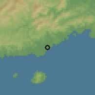 Shaded relief of the 59 km around Navua, drawn from the GMTED2010 grid