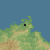 Shaded relief of the 59 km around Rakiraki, drawn from the GMTED2010 grid