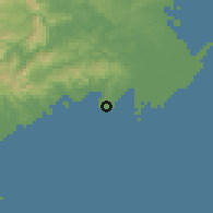 Shaded relief of the 59 km around Suva, drawn from the GMTED2010 grid